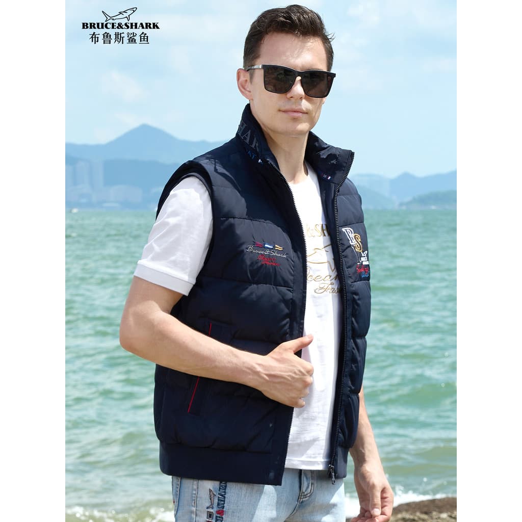 Outono inverno para baixo colete masculino grosso Bruce Shark Street Wear Plus Size colete masculino jaqueta masculina