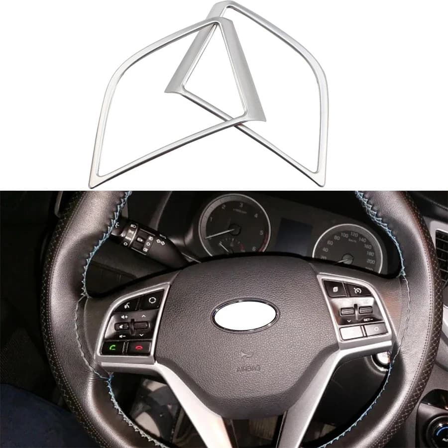 2 Pçs/set Volante Do Carro Lantejoulas Capa Para Hyundai Tucson 2015-2018 2019 2020 Pintura Prata Decoração Interior Gua