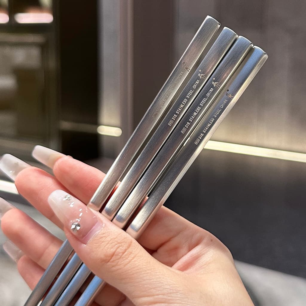 [Uso pessoal do chefe] Pauzinhos longos de aço inoxidável 316 Little Monster 24.5 cm Pauzinhos quadrados ocos antiderrap