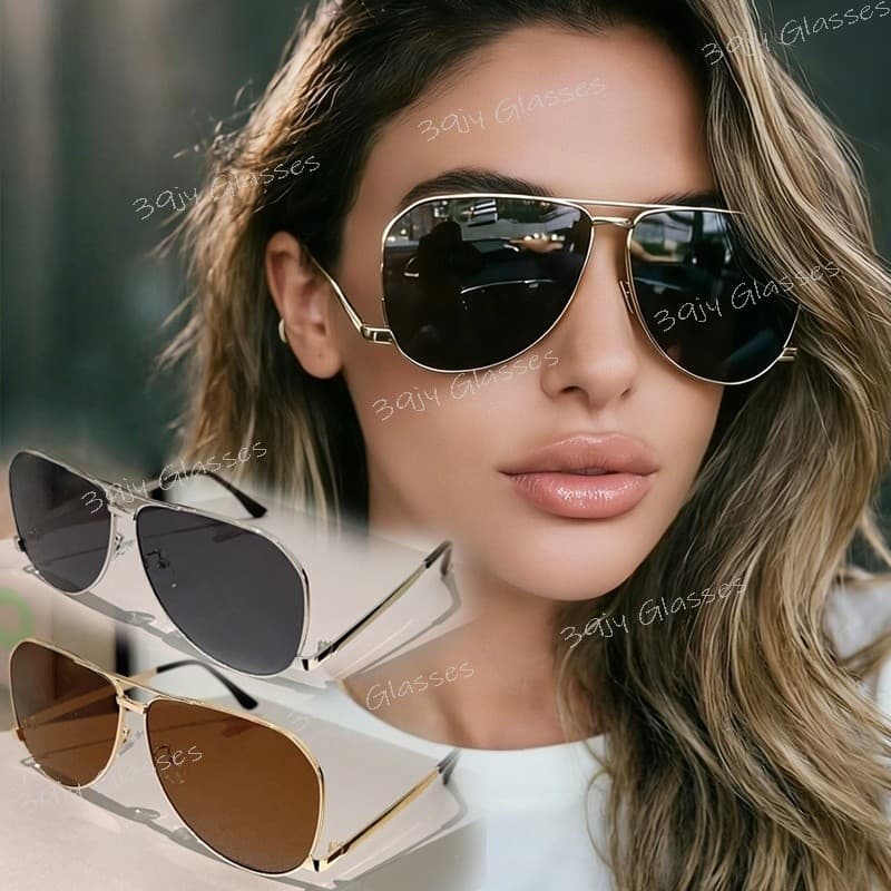 Retro Ponte Dupla Grande Quadro Piloto Óculos De Sol Para Mulheres Moda Masculina Metal Resistente A UV Tendência Ao Ar