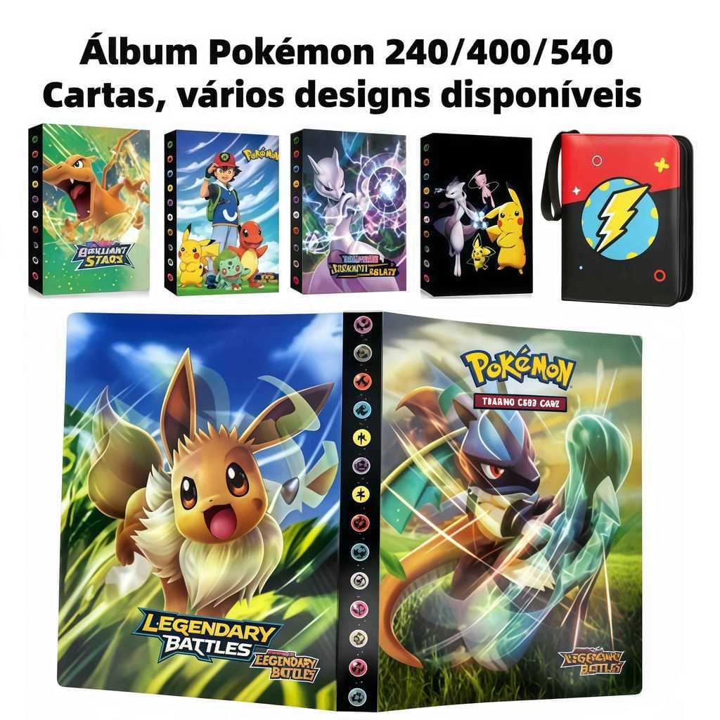 Álbum Pokémon TCG 240/400 Cartas Pikachu Eevee Charizard Pasta Premium Pronta Entrega Brasil