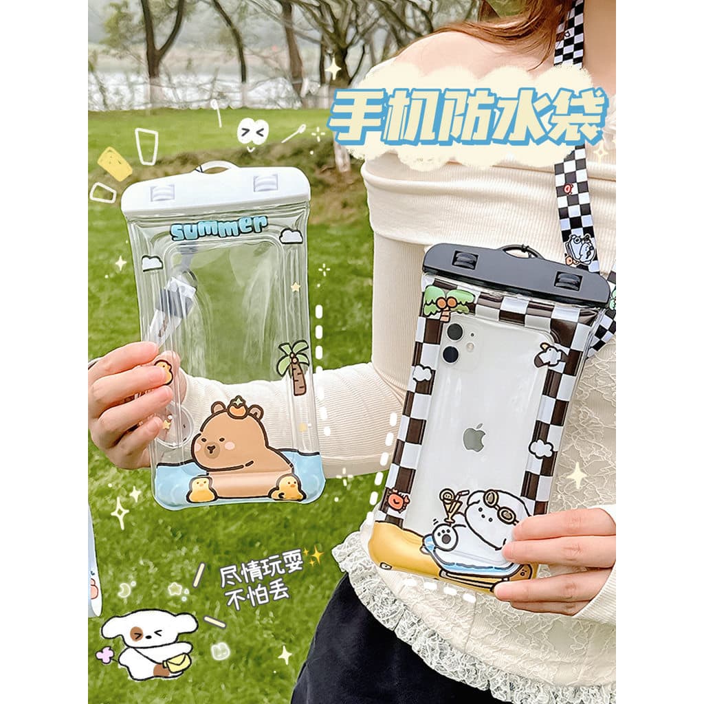 Saco à prova dwaterproof água do telefone móvel tela sensível ao toque transparente Airbag natação Rafting mergulho dedi