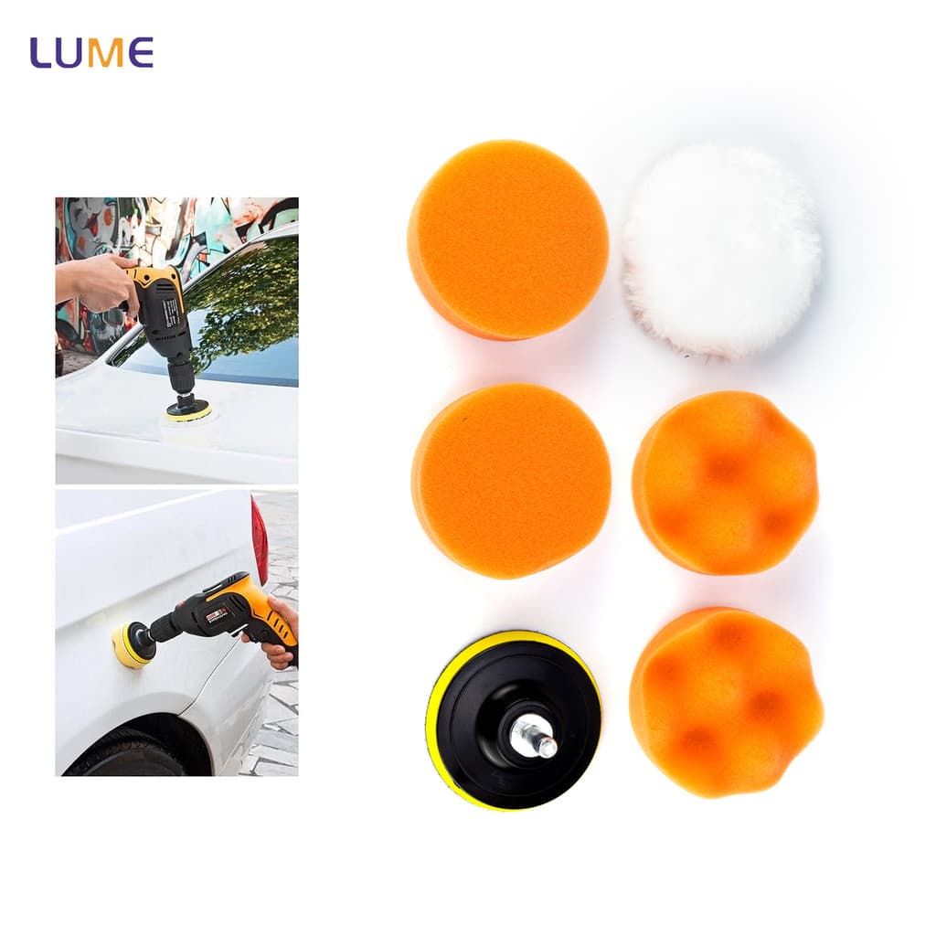 Kit Boinas Polimento 3 Pol 7 Peças Espuma e Lã com Suporte Alta Durabilidade Uso Profissional
