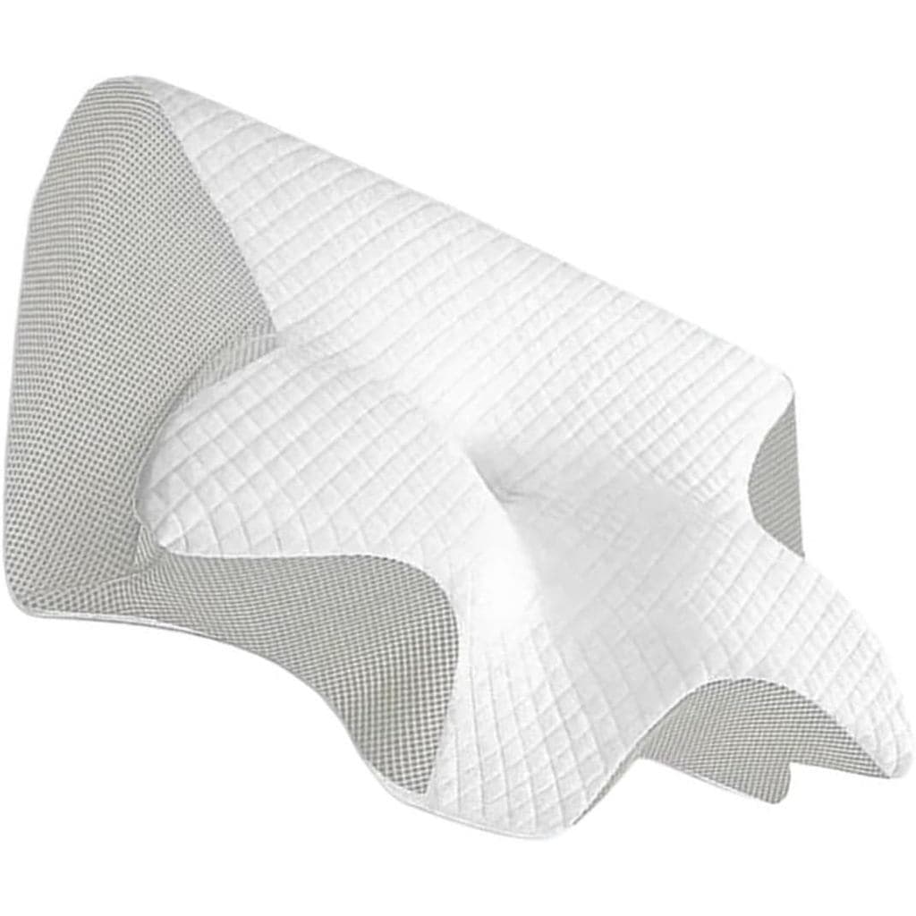 Almofada Ergonômica de Espuma de Memória 2 em 1 para Auxílio ao Sono e Viagens, Adequada para Dormir em Casa (Cinza Clar