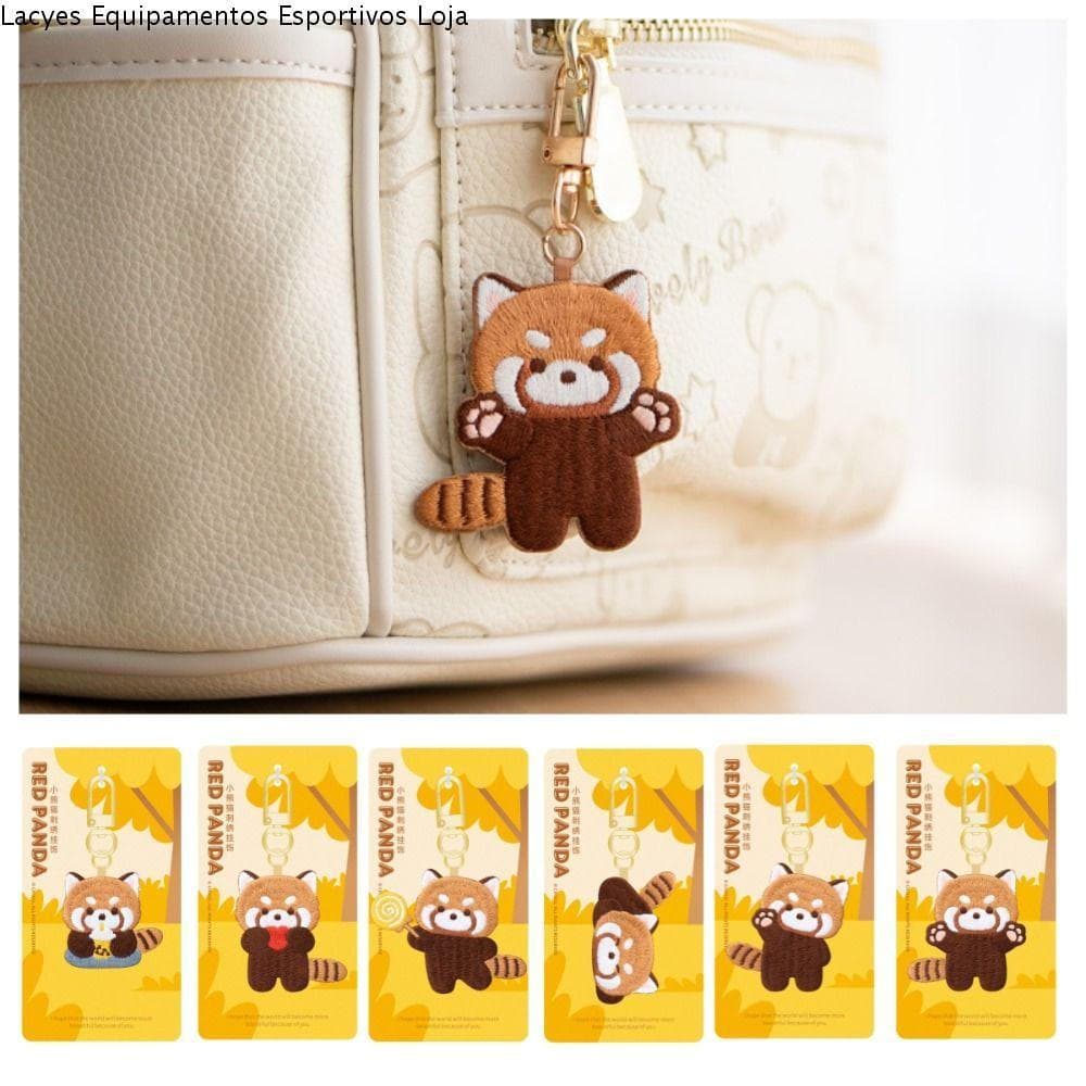 LACYES Chaveiro De Panda Vermelho , Pingente De Animal Kawaii De Desenho Animado Criativo Bordado De Sono Da Moda
