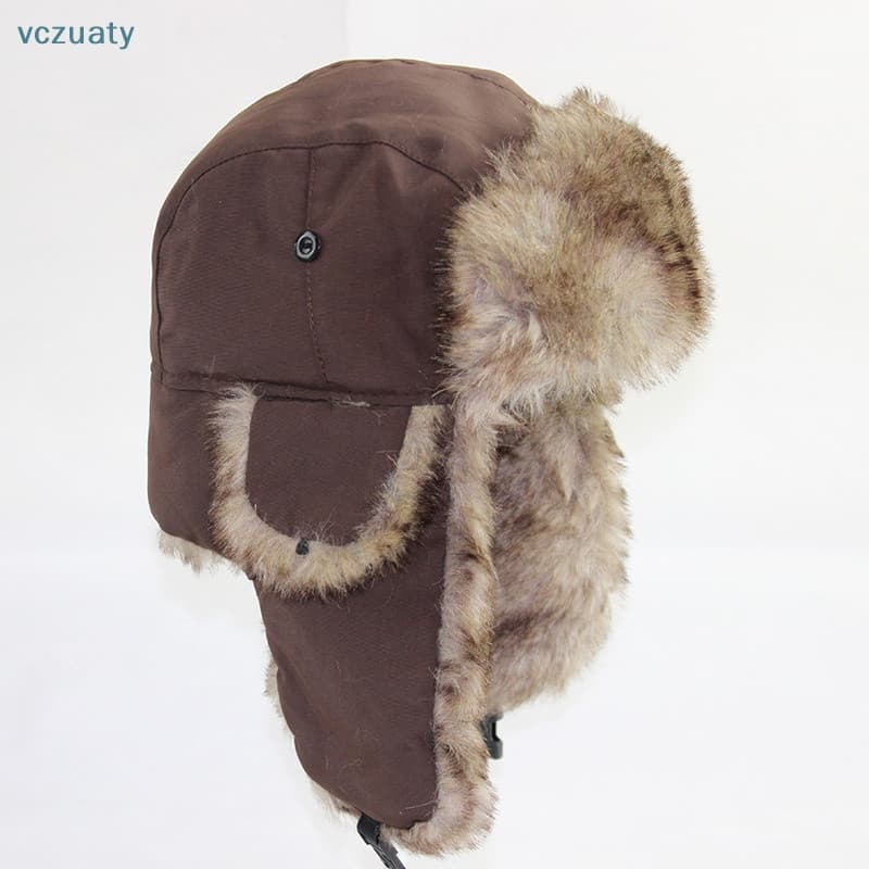vczuaty Inverno Russo Chapéu Trapper er Quente Soldado Orelha Abas Headwear Gorro Masculino Feminino De Esqui Fofo Falso