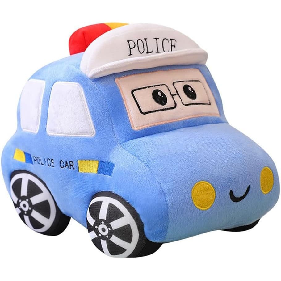 Brinquedo De Pelúcia Fofo Para Carro De Polícia – Veículo Estilo Ônibus Escolar De Simulação De 11 " E Almofada De Trave