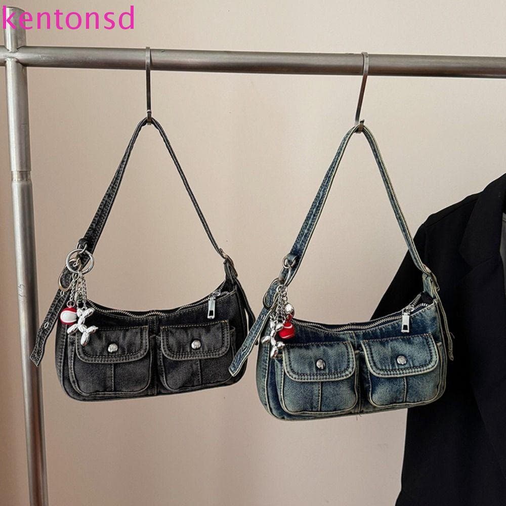 KENTONSD Bolsa De Ombro Picante Para Meninas , Crossbody Axilas Jeans Retrô Pano Y2K
