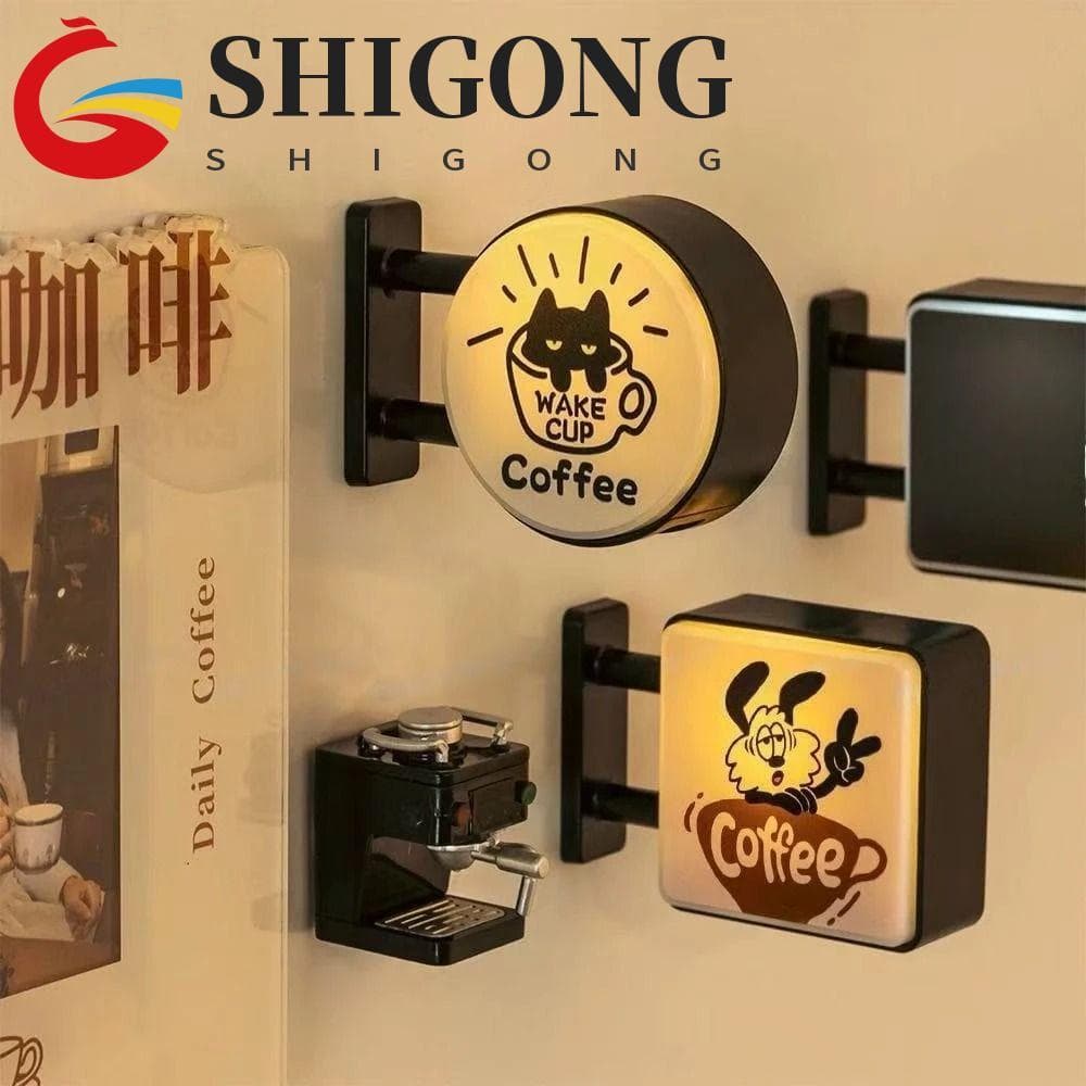 Geladeira Brilhante SHIGONG , Sinal De Luz De Canto De Café Estilo Retrô , Atmosfera Criativa