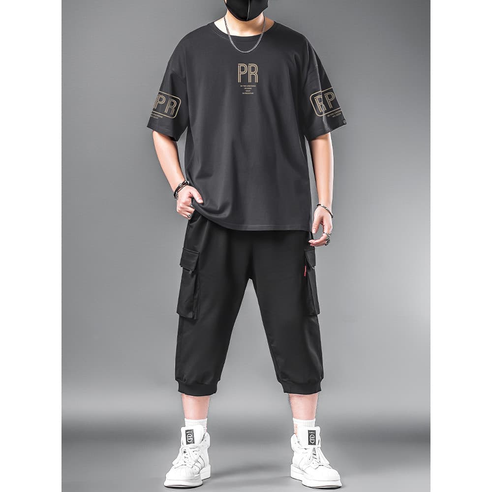 Gordo camiseta de manga curta verão novo estilo roupas masculinas tamanho grande Extra grande mais calças cortadas de go