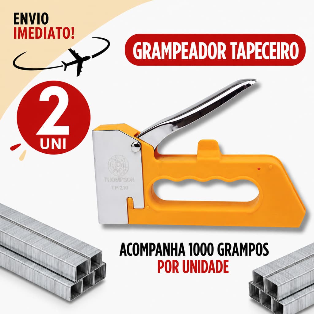 2 Grampeadores Tapeceiro Profissional Alta Pressão Manual 4/6/8mm + 1000 Grampos * Envio Imediato *