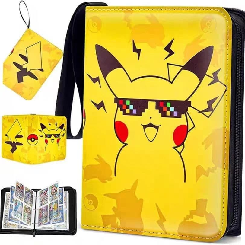 Álbum Fichário Pokémon com Zíper - Capa Dura para 400 Cartas e 50 Folhas Porta Cards TCG Pronta Entrega