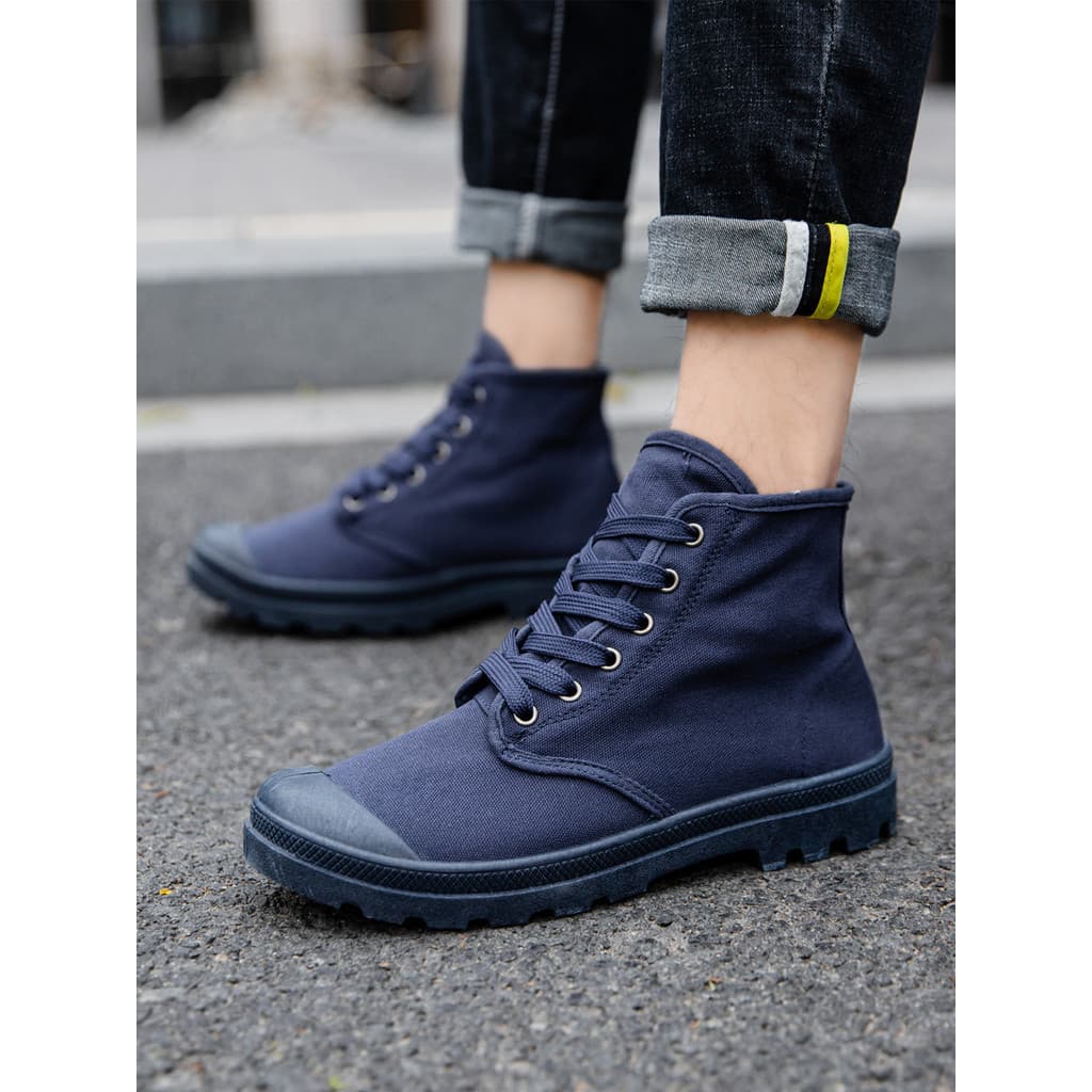 Sapatos de lona de alta qualidade masculinos ao ar livre Workwear Martin botas língua integrada à prova de solo botas de