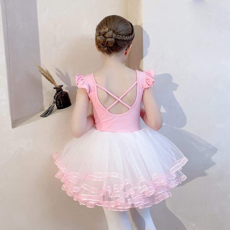 Traje De Dança De Algodão Puro De Manga Curta Infantil Para Meninas , Saia Dividida De Lantejoulas Roxas , Versão Corean