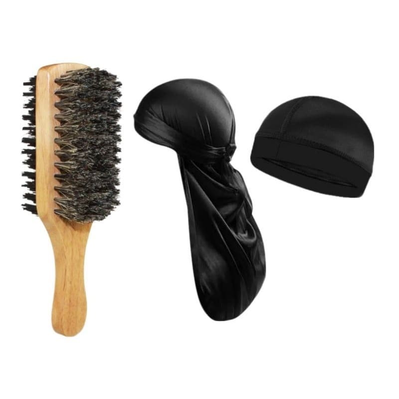 Kit Durag + Wave Cap + Escova Dupla Waves Compressão Alta Pronta Entrega