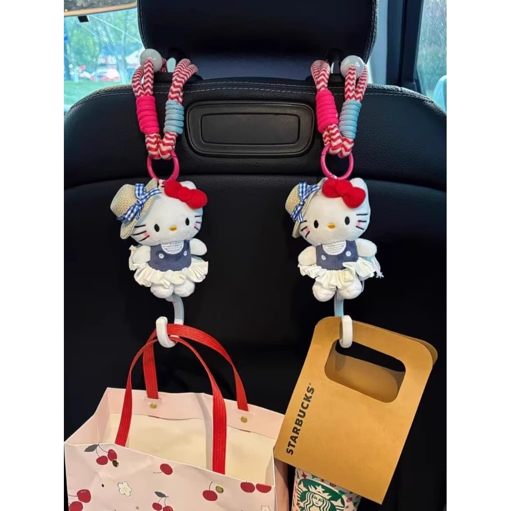 Assento de carro gancho traseiro gatinho dos desenhos animados decoração multifuncional carro pendurado gancho de armaze
