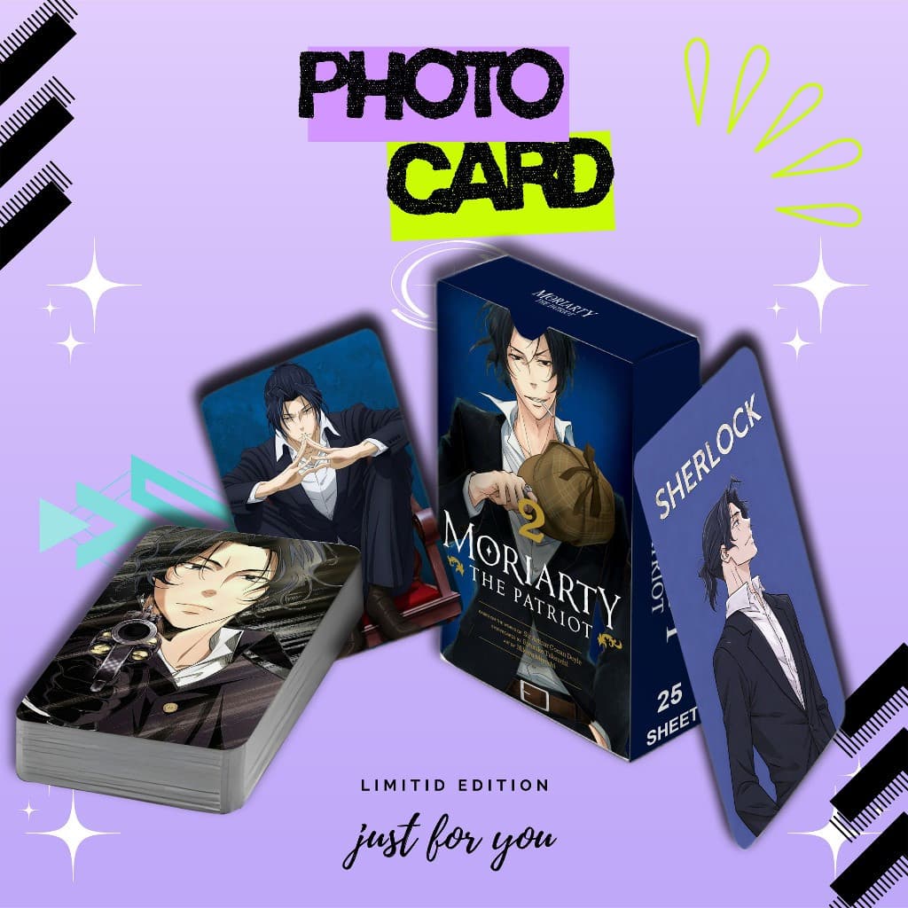 Mais Novo Conjunto De Cartões De Fotos SHERLOCK HOLMES ANIME MORIARTY THE PATRIOT PREMIUM É Caixa Gratuita De 25 Folhas