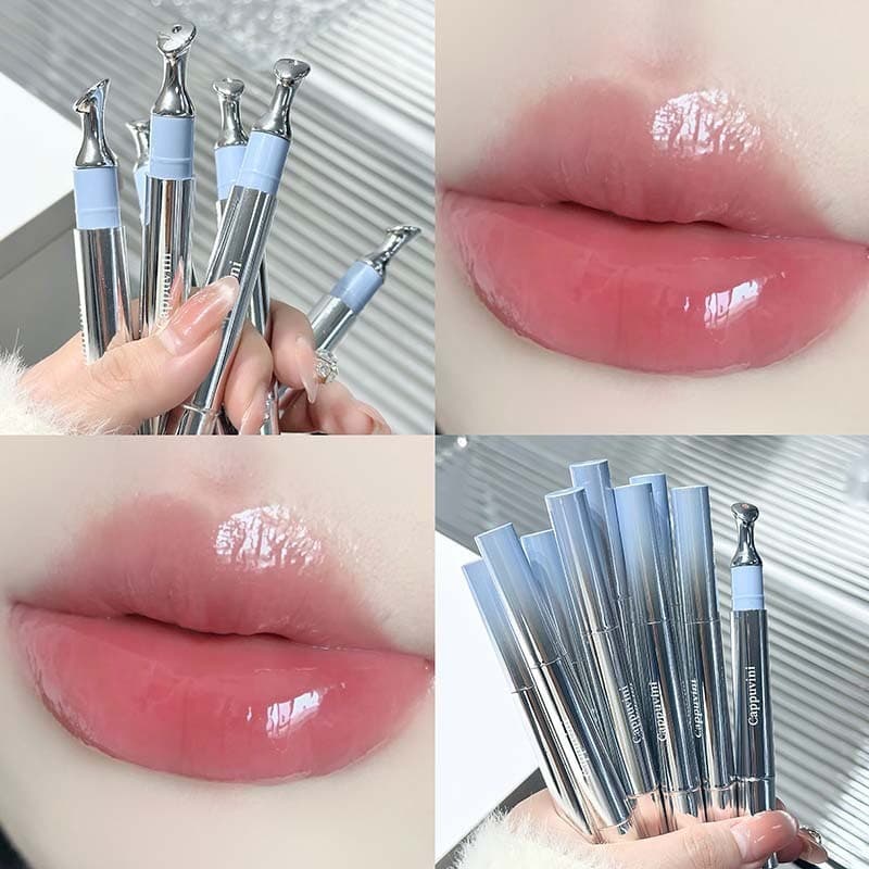 Cappuvini espelho brilho de água essência brilho labial vidro cor Nude clareamento produto doméstico esmalte labial estu