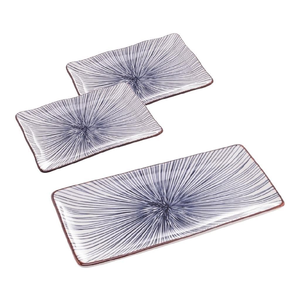 Kit Pratos Porcelana Wolff Koji Estampa Oriental 2 Pratos 20cm E 1 Travessa 25cm Sushi
