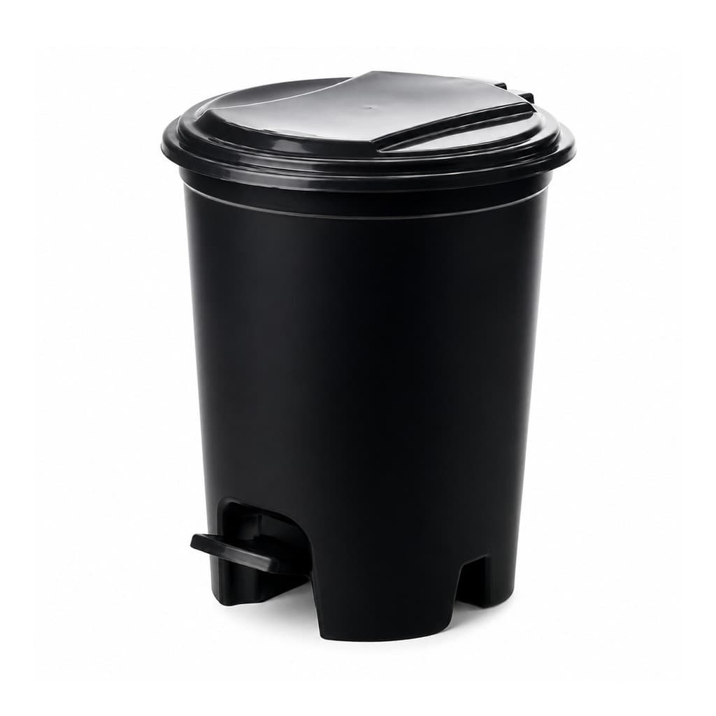 Cesto Lixo 7L Com Pedal Preto Compacto Tampa Banheiro Lavabo Cozinha Multiuso