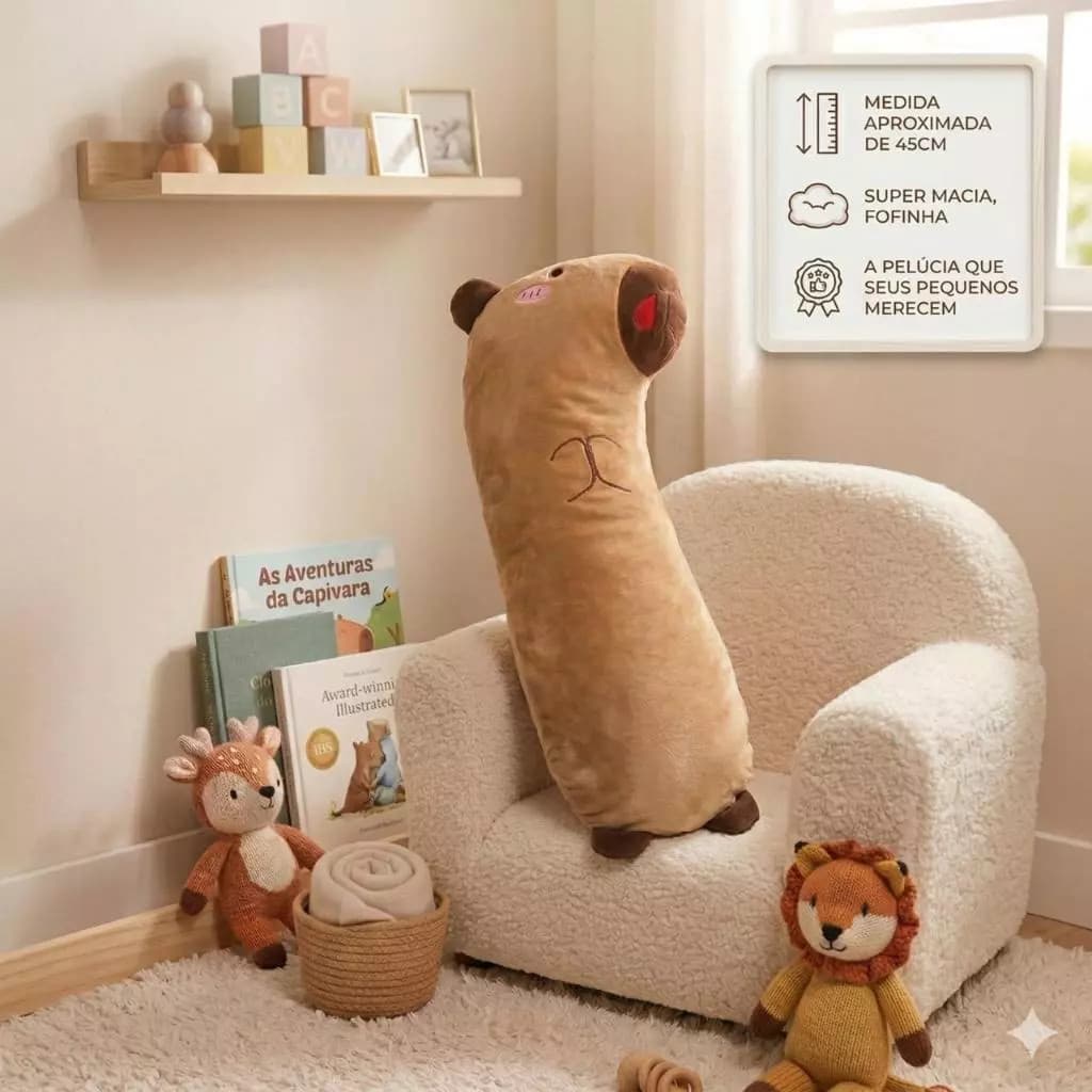 Travesseiro Longo Capivara 65cm Macio e Confortável Para Viagens De Gravidez Presente De Natal Meninas