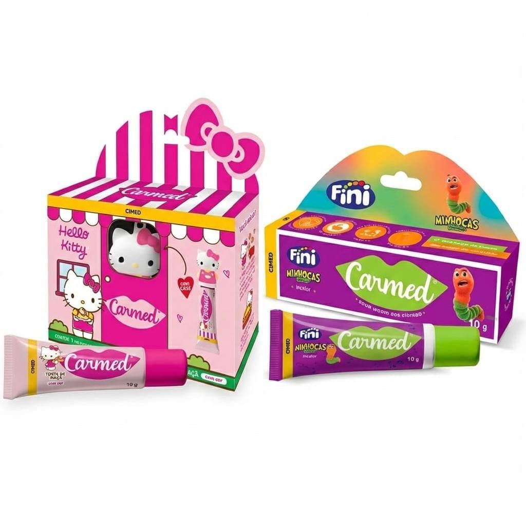 Protetor Labial Carmed 1 Hello Kitty 1 Smurfs Colecionadores