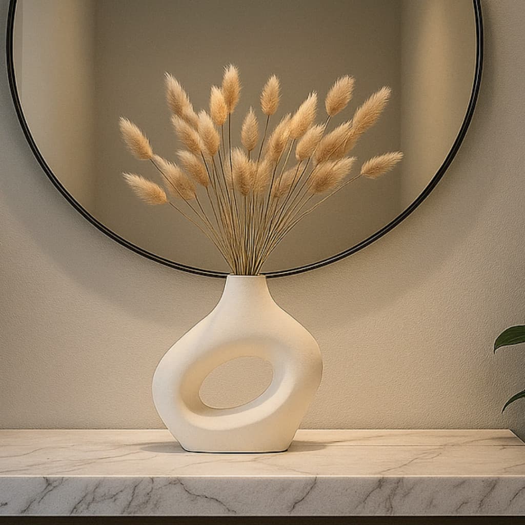 Vaso Decorativo Vazado Branco 18cm Orgânico Moderno Sala Minimalista Elba