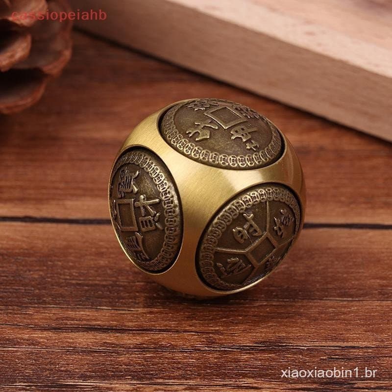 Cubo de Fortuna de Quatro Bênçãos de Seis Lados em Latão, Brinquedo de Alívio de Estresse, Bola de Desion, Artesanato