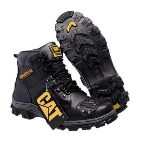 Bota Motoqueiro Caterpillar Preta em Couro para Motociclista