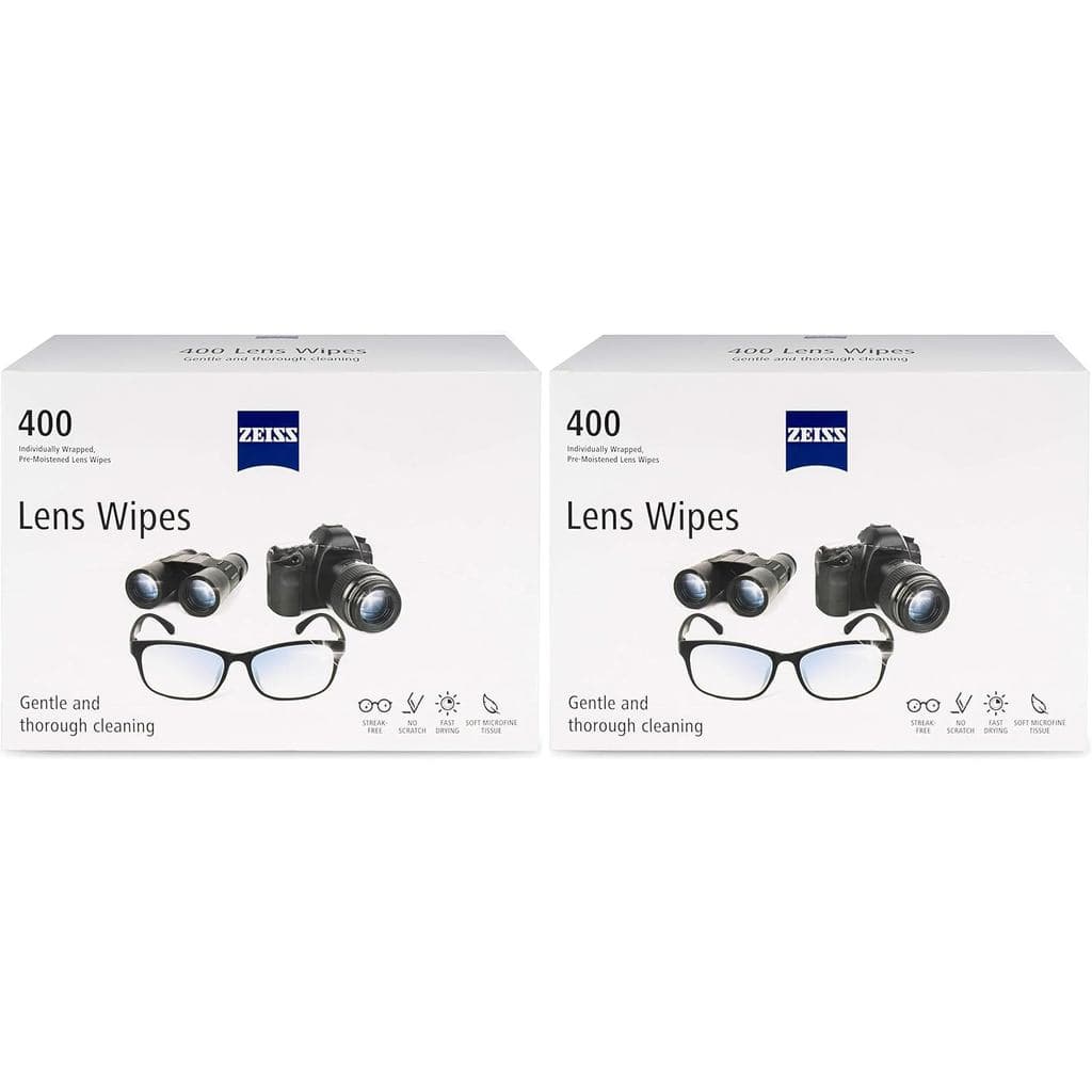Toalhetes de Limpeza para Lentes Pré-Umedecidos Zeiss, 400 Unidades (Pacote com 2)