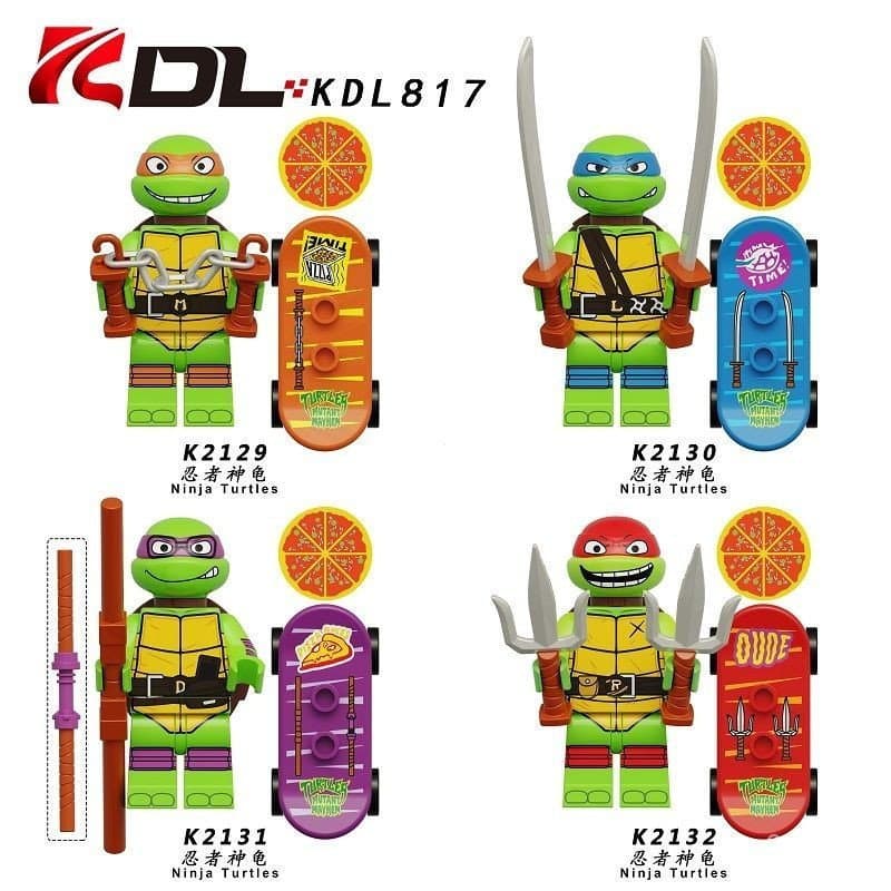Blocos de Construção Montados Compatíveis com Lego Cartoon Anime Tartarugas Ninja Brinquedos Minifiguras