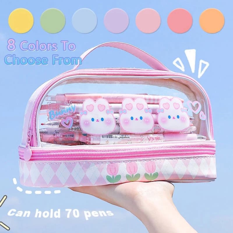 Estojo Transparente Casual , Bolsa Cosmética Fofa E Adorável , Material De PVC Papelaria Q2GH