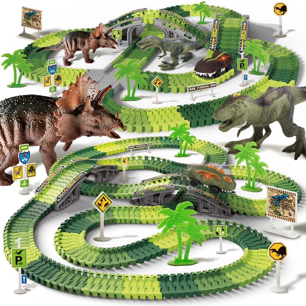Novo produto DIY prático auto-instalado dinossauro ferroviário elétrico carro brinquedo disco infantil montanha estrada