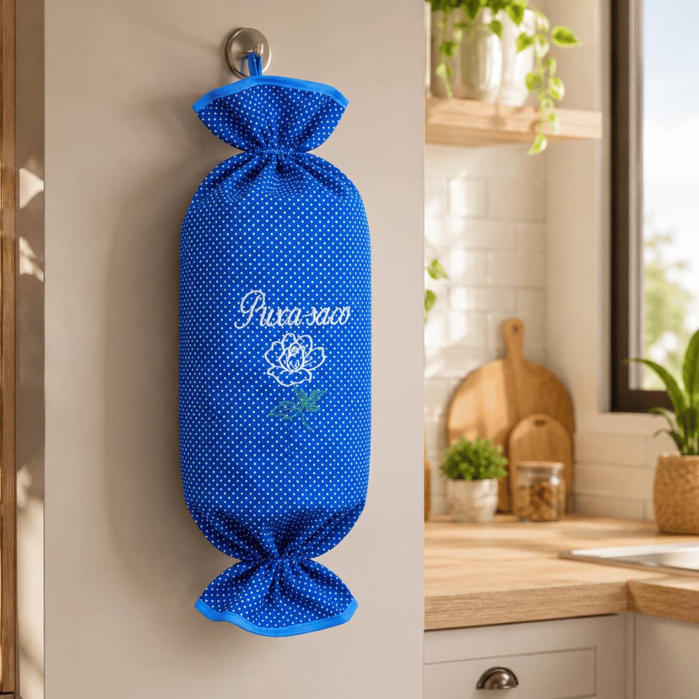 Puxa Saco Dispenser Poá Azul Estampas Variadas