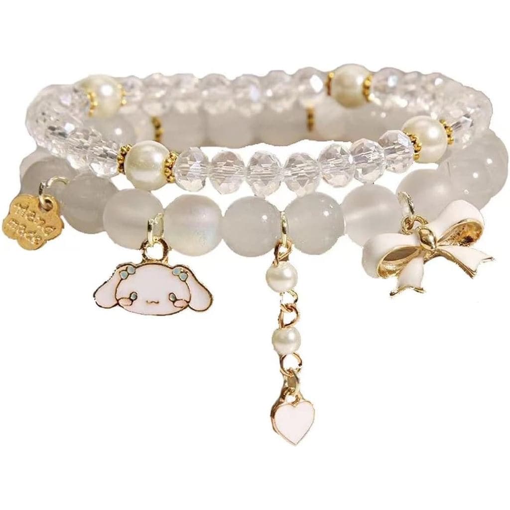 Pulseiras de Cristal NIQIPOK Kuromi para Amizade BFF, Pulseiras de Contas Elásticas Fofas e Kawaii para Mulheres