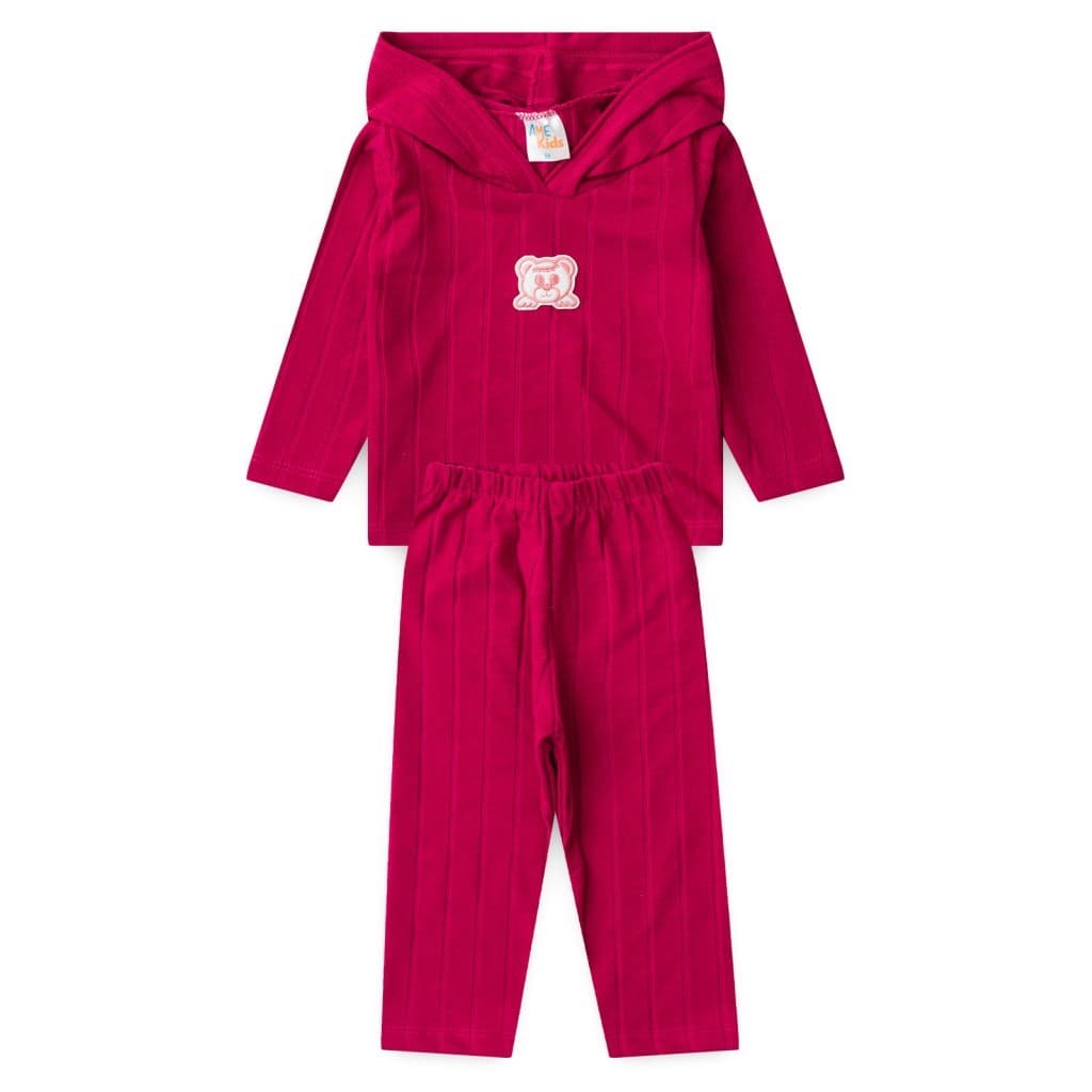 Conjunto Casaco Capuz e Calça Ursinho