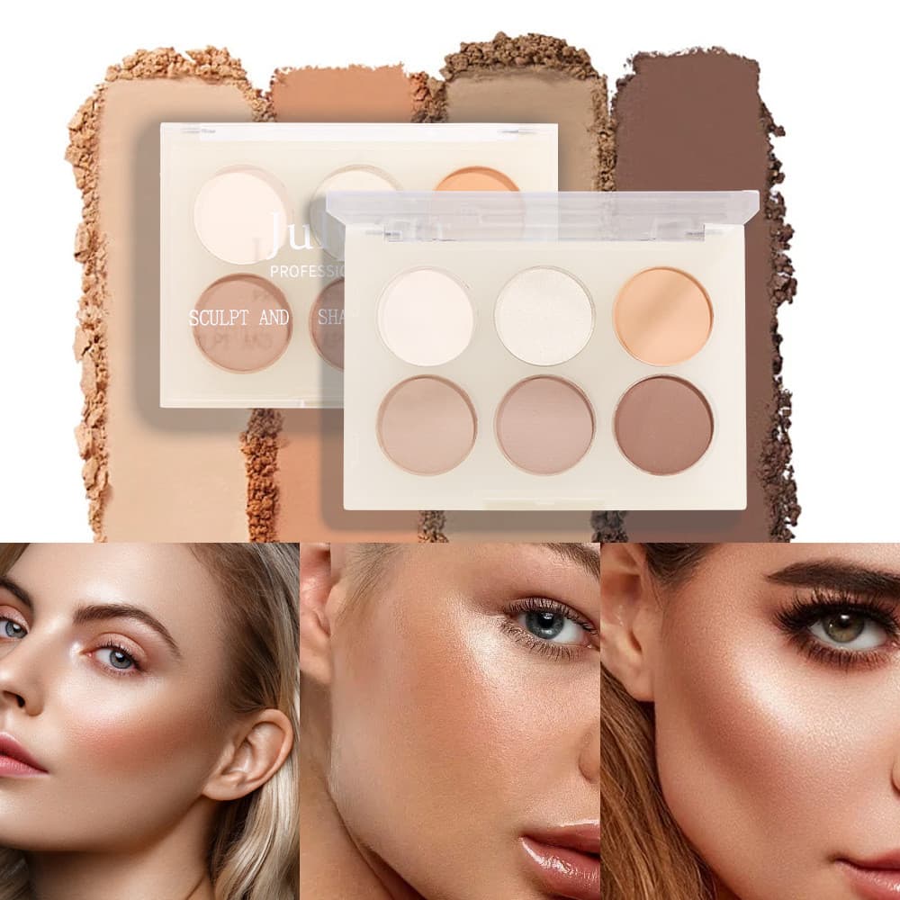 Beleza Facial brilho Natural tridimensional contorno de seis cores de longa duração à prova d'água à prova de suor Blush