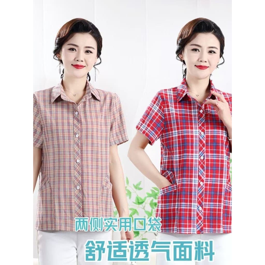 Idosos de meia-idade novo estilo camisa de manga curta feminina verão topo moda 40-50 anos de idade verão mãe moda camis