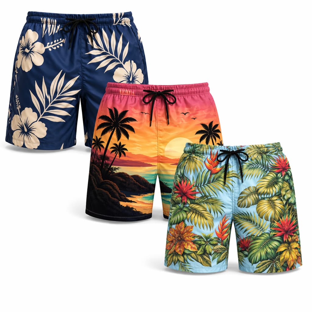 Kit 3 Short Masculino Estampado Leve Confortável Secagem Rápida Ideal Para Verão Alta Qualidade