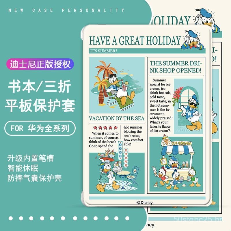 Capa Disney Pato Donald para Huawei MatePad 11, capa dobrável para tablet Pro de 10,8 polegadas, capa protetora Honor V7