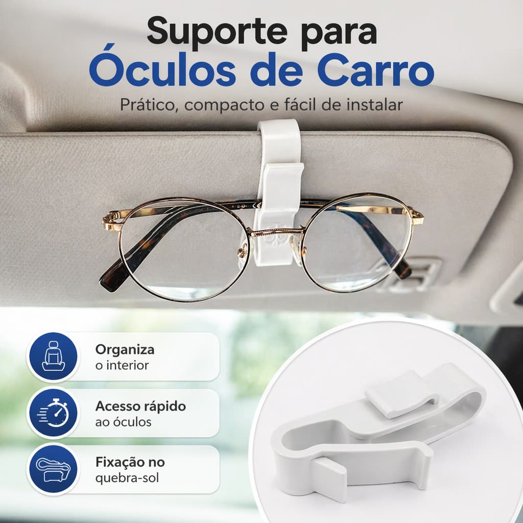 Suporte Para Óculos de Carro Quebra Sol Organizador Clip Prendedor Universal 2 unidades