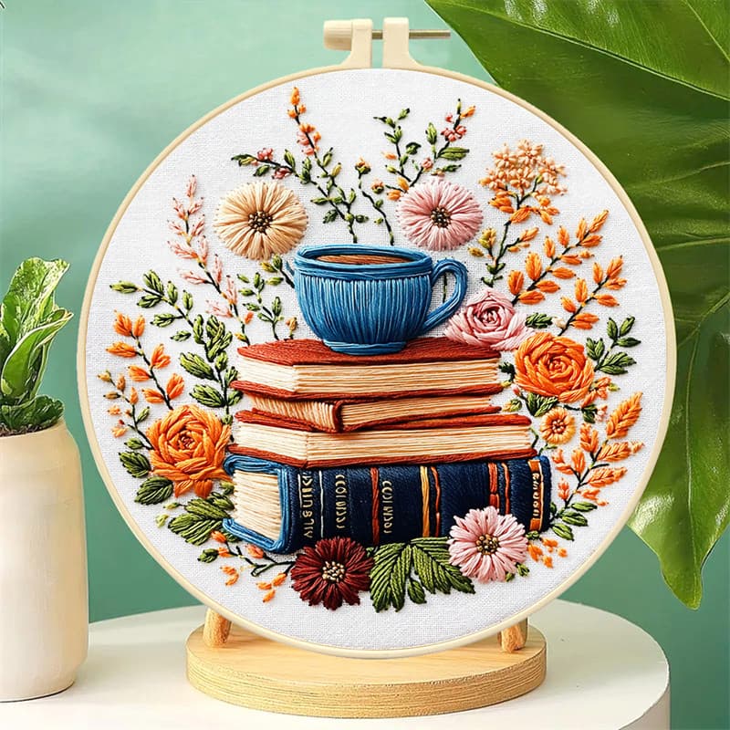 Livro Com Kit De Bordado De Flores Ponto Cruz Para Adultos DIY Ferramentas Padrão Pré-Impresso Presente De Feriado