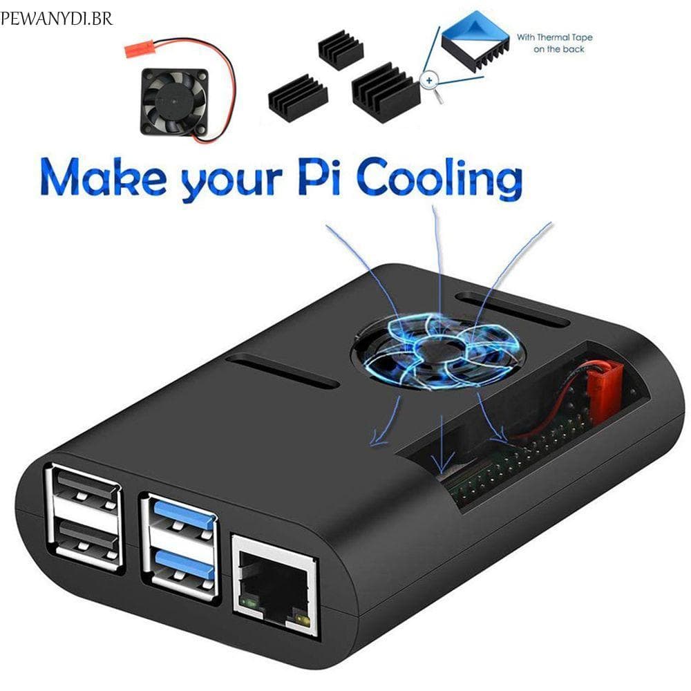 PEWANYDI Case Dissipador De Calor Cooler 3 Em 1 Para Raspberry Pi 4 Modelo B , 4B , Durável Shell