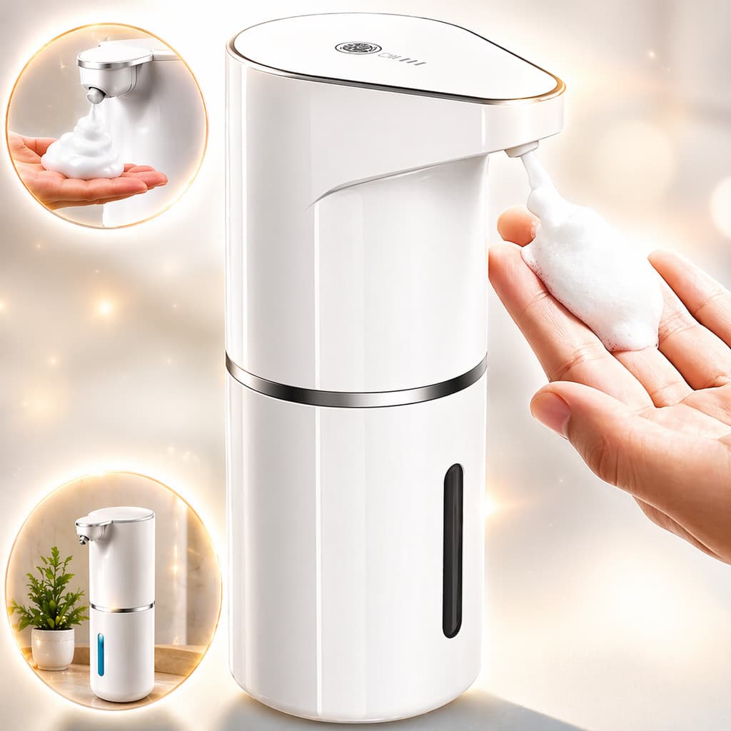Dispenser Automático De Sabão 380ml Recarregável USB Com Sensor Sem Toque Saboneteira Inteligente Espuma Banheiro