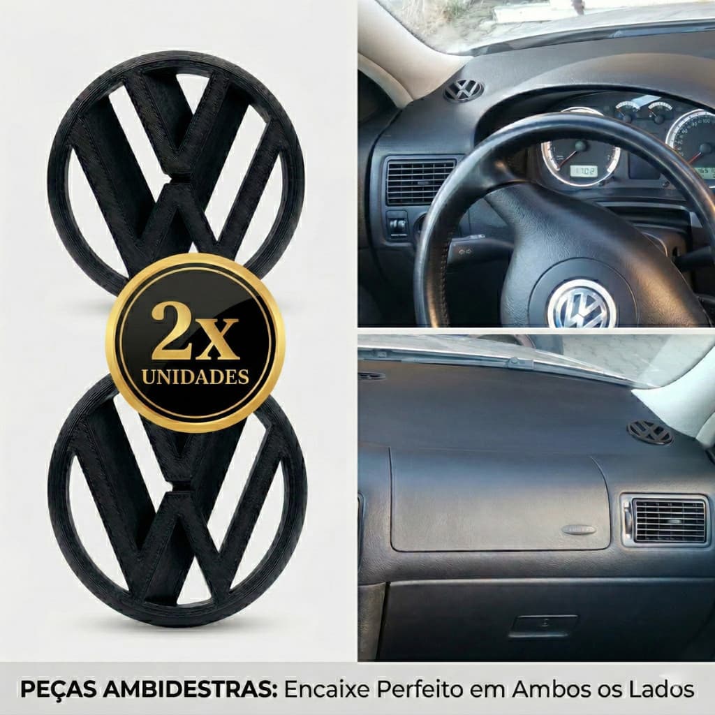 Kit com 2 Tampa Acabamento Saída Ar Grade Painel Golf MK4 Sapão Personalizado Logotipo VW
