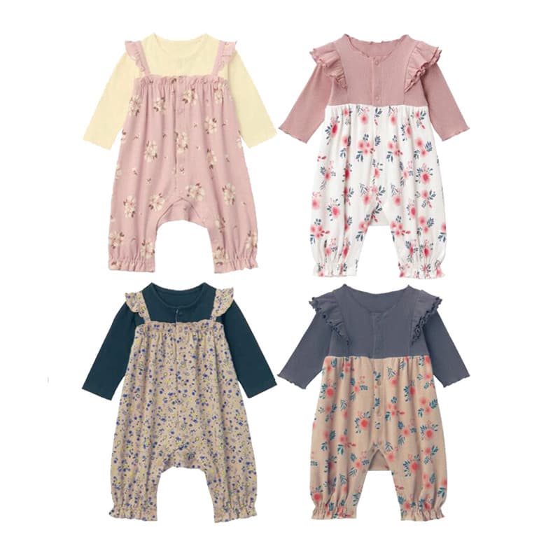 Novo estilo macacão de bebê primavera outono recém-nascido manga comprida macacão Outing roupas único Breasted princesa