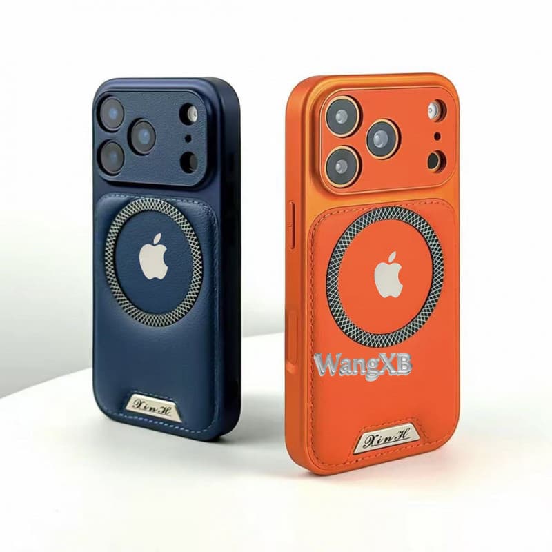 Luxuosa Capa Absorvente De Choque Em Couro PU Adequada Para iPhone 17 , 16 , 15 , 14 , 13 , 12 Pro Max (Magnética)