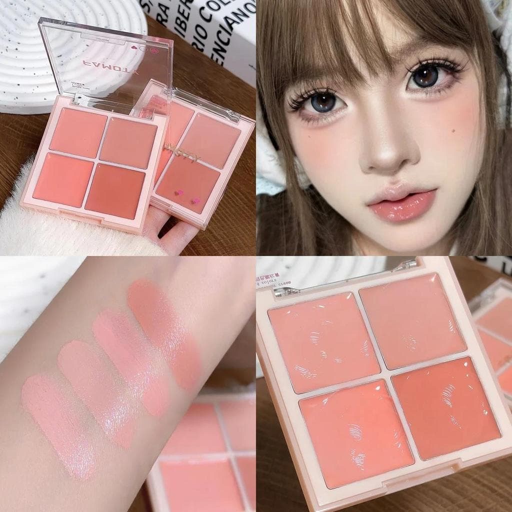 Blush Atmosfera de Revista Japonesa!Quatro cores Blush creme iluminando contorno Facial água luminosa pele ferramenta út