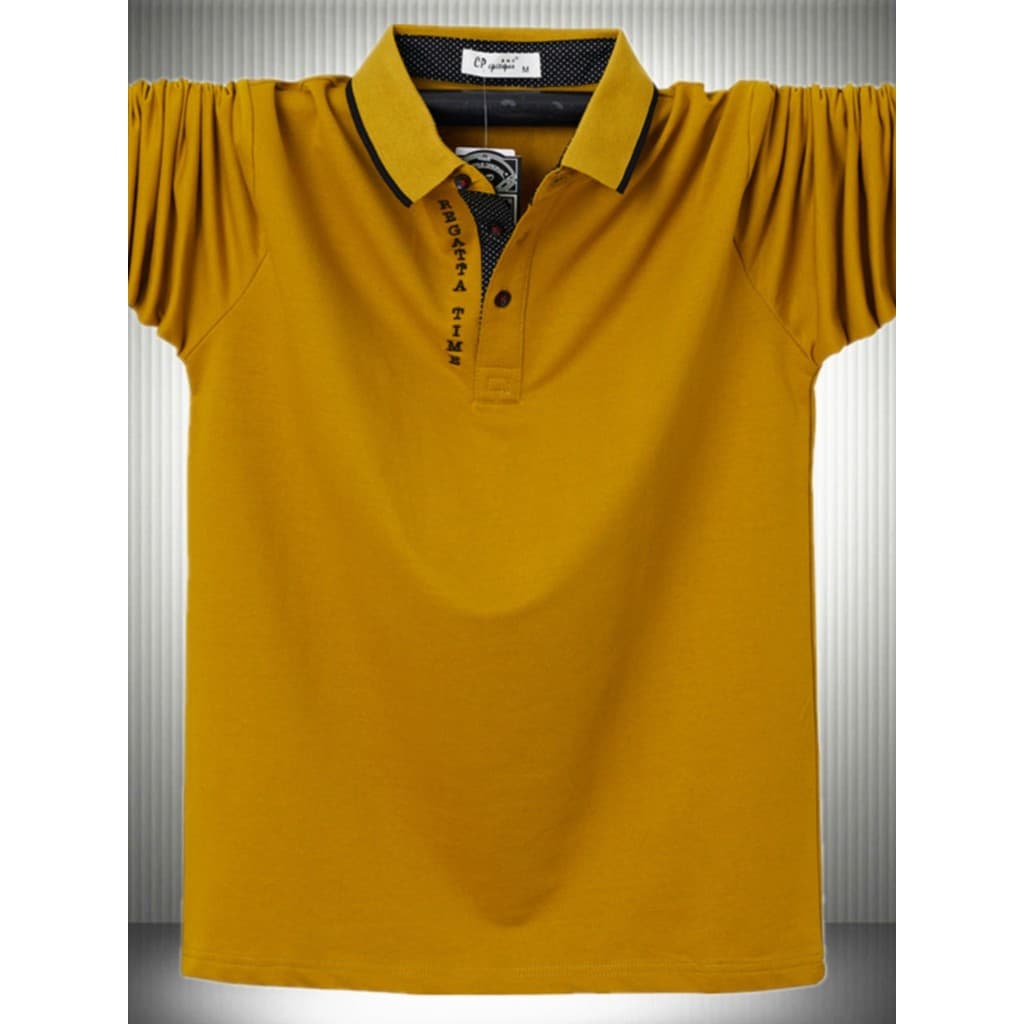 Camisa polo masculina de manga comprida, tamanho Extra grande, algodão puro, além de gordura, lapela gorda, negócios, ba