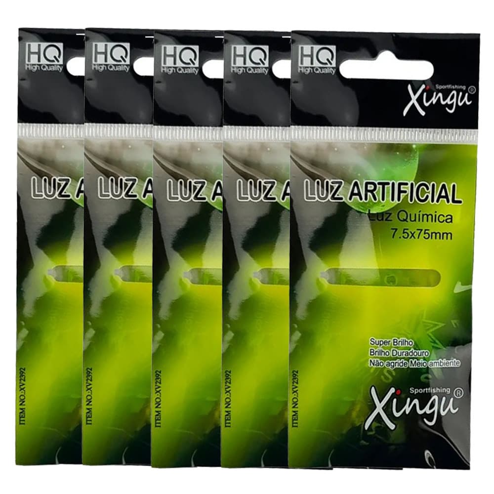 Kit 5 Luminoso para Pesca. Luz Artificial para Pesca Noturna 7,5X75mm Light Stick Luz Quimica Xingú